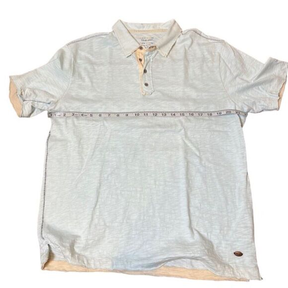 True Grit Young and Free Men's Burnout Slub Button Polo Light Blue M - Picture 6 of 14
